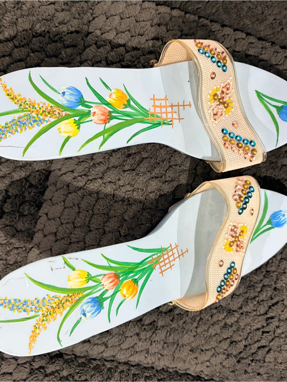 Vintage 1950s Guoc Kim-Thanh Saigon Beaded Sequin Hand Painted Heels